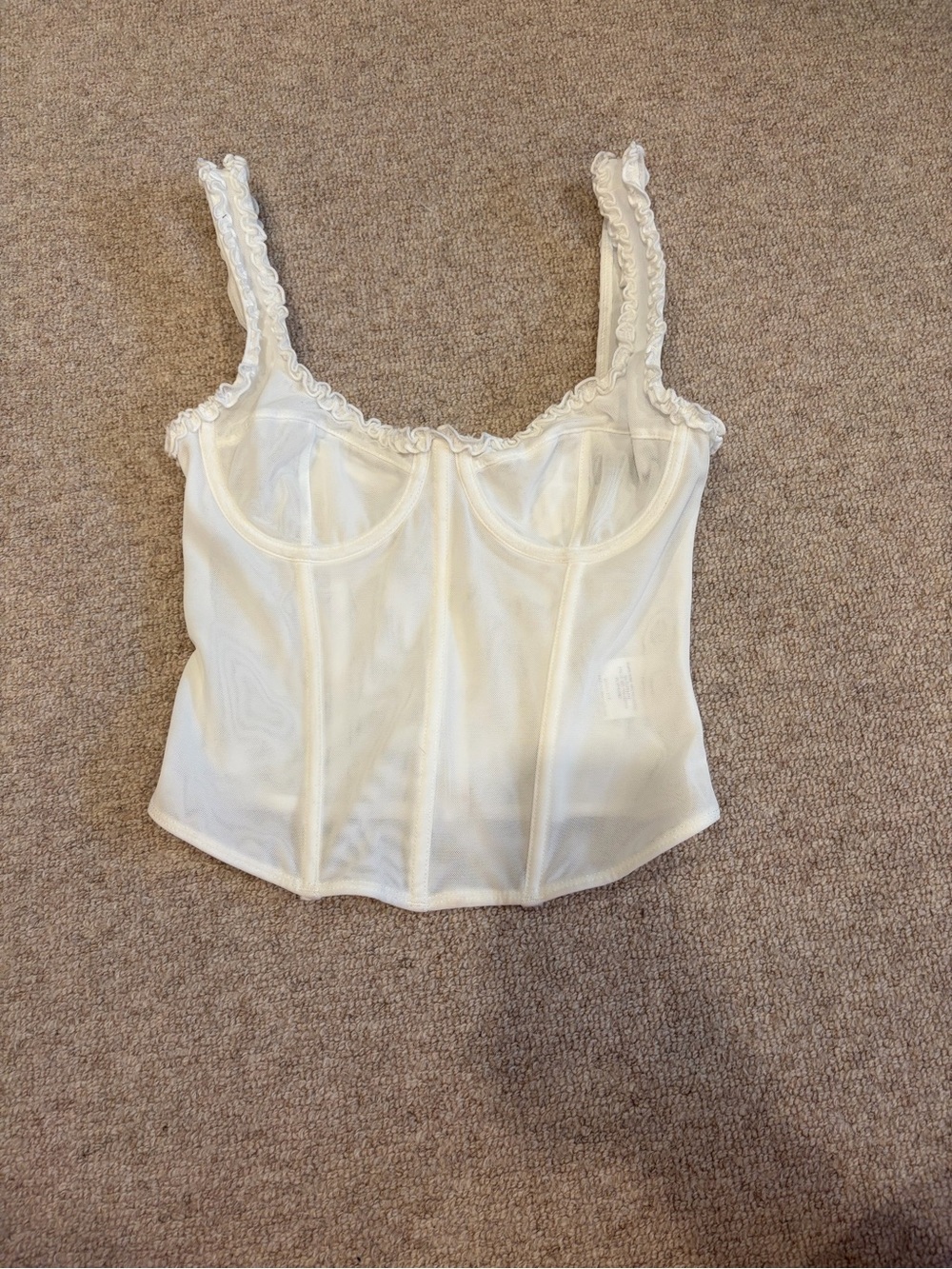 White Fox Boutique Ivory Lace-Trim Bustier Cami